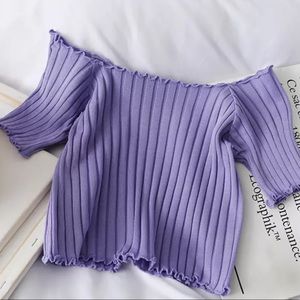 Off-shoulder Crop Top Purple